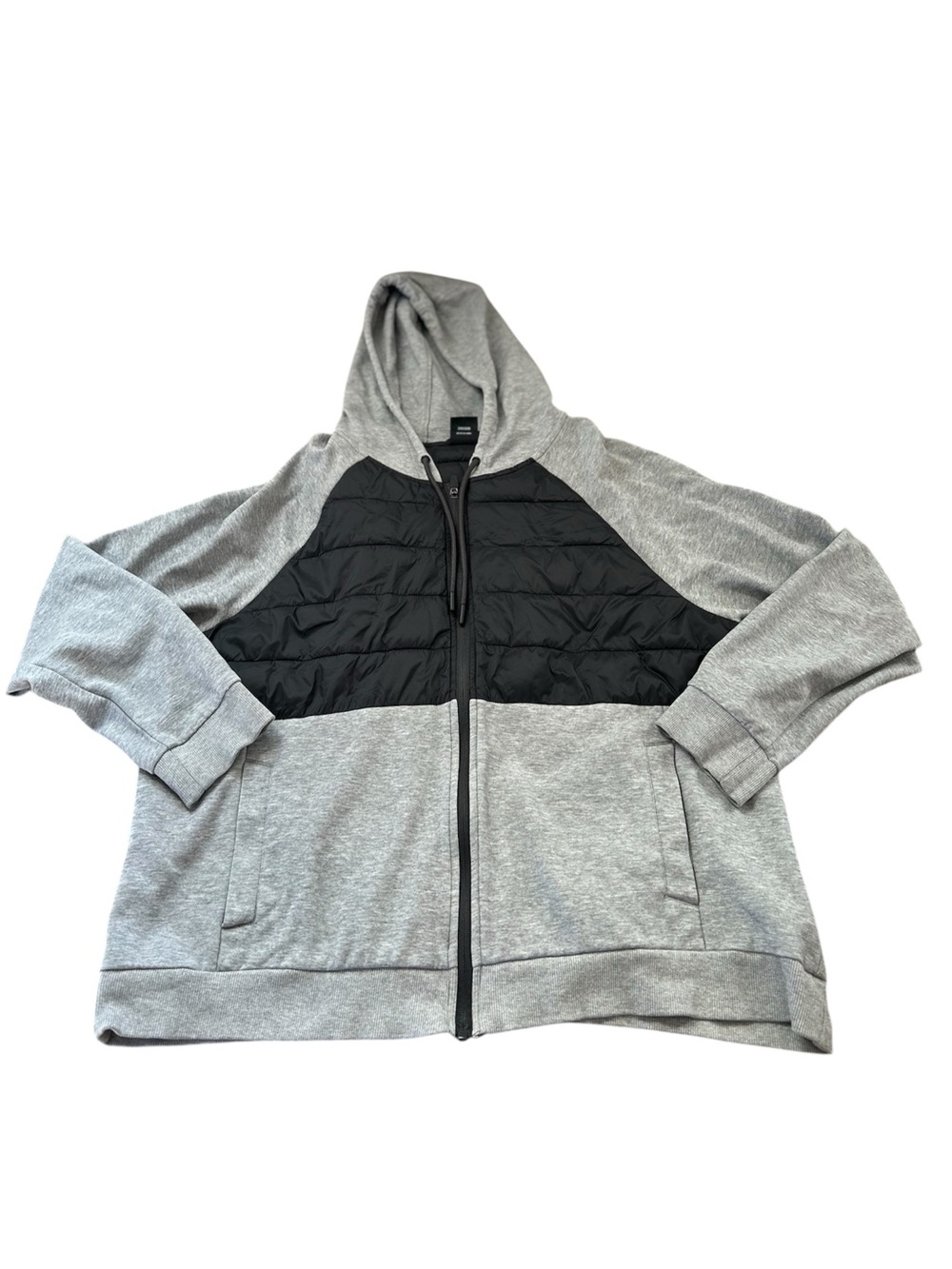 🆕Athletic Works Gray and Black Quilted Panel Zip Hoodie